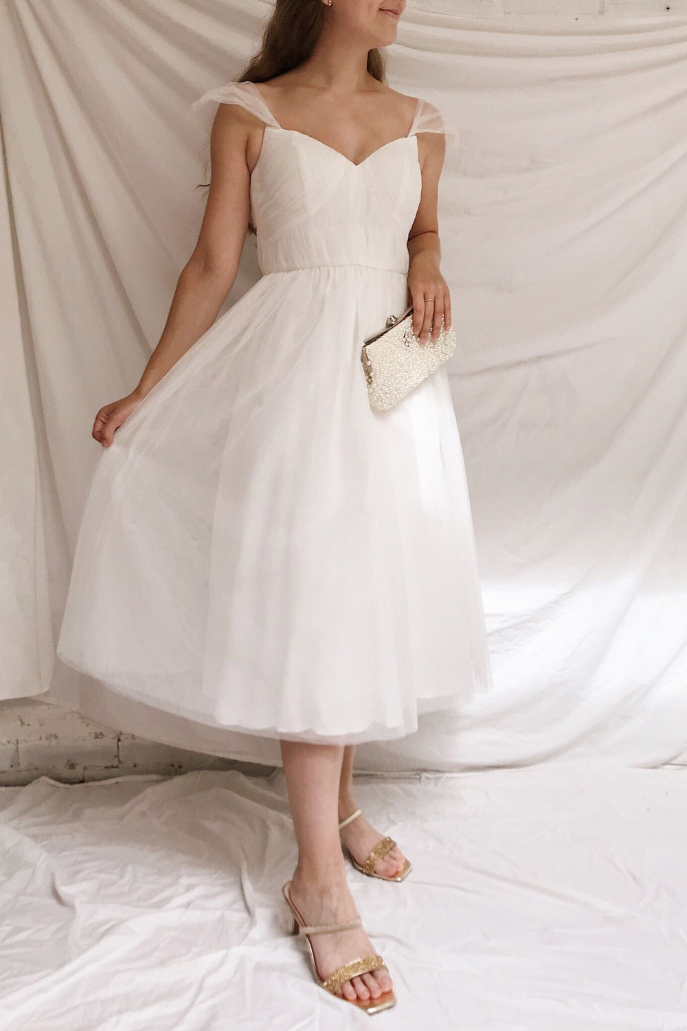 Odette White Midi Tulle Dress | Boudoir ...